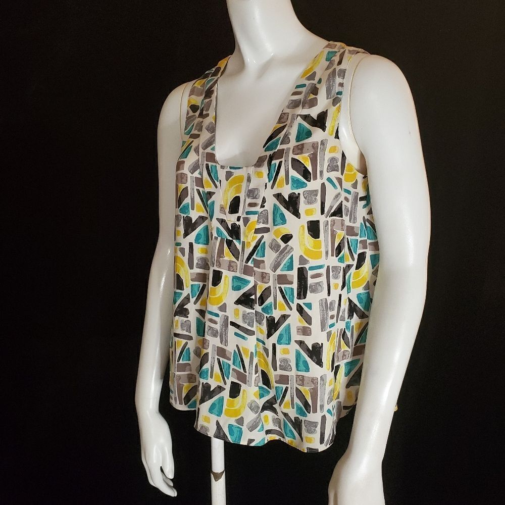 Zara Basic White, Gray, Teal, & Yellow Tank Top (XS)